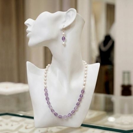 Handcrafted Purple Crystal Glass Bead Mala Set